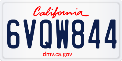 CA license plate 6VQW844