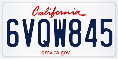 CA license plate 6VQW845