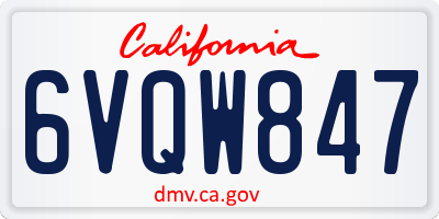 CA license plate 6VQW847
