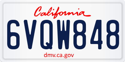 CA license plate 6VQW848