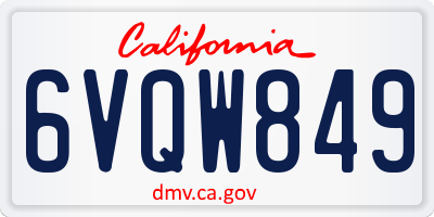 CA license plate 6VQW849