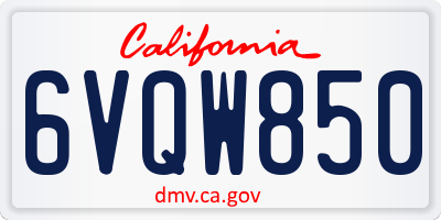 CA license plate 6VQW850