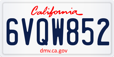 CA license plate 6VQW852