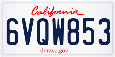 CA license plate 6VQW853