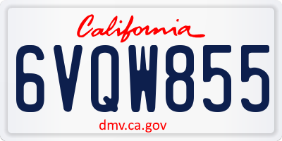 CA license plate 6VQW855