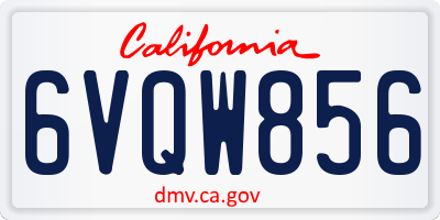 CA license plate 6VQW856