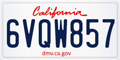 CA license plate 6VQW857