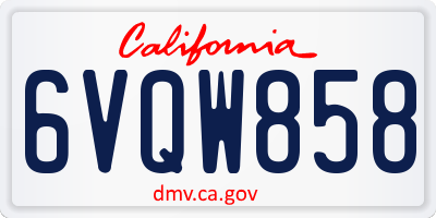 CA license plate 6VQW858