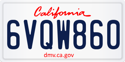 CA license plate 6VQW860