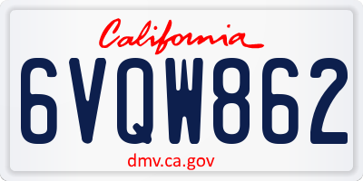 CA license plate 6VQW862