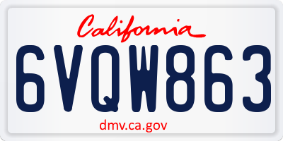 CA license plate 6VQW863