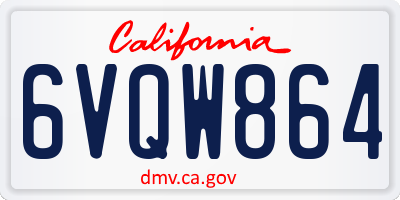 CA license plate 6VQW864