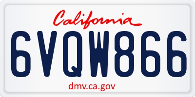 CA license plate 6VQW866