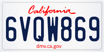 CA license plate 6VQW869