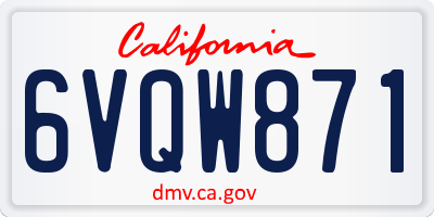 CA license plate 6VQW871