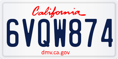 CA license plate 6VQW874