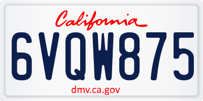 CA license plate 6VQW875