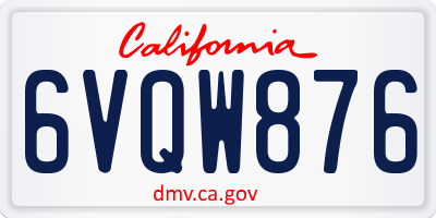 CA license plate 6VQW876