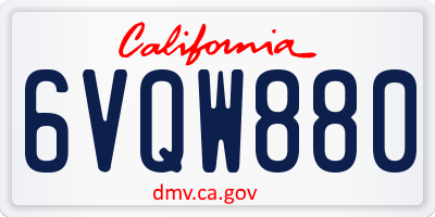 CA license plate 6VQW880