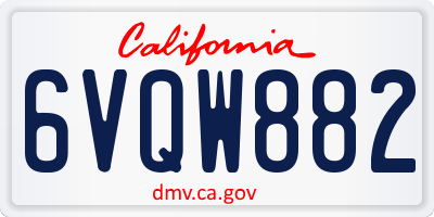 CA license plate 6VQW882