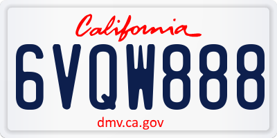 CA license plate 6VQW888