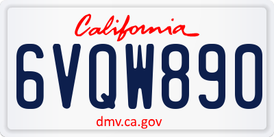 CA license plate 6VQW890