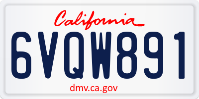 CA license plate 6VQW891