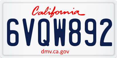 CA license plate 6VQW892