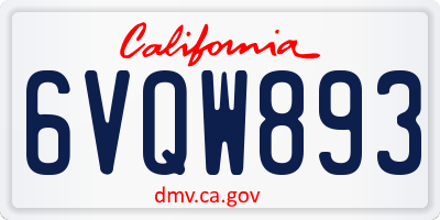 CA license plate 6VQW893