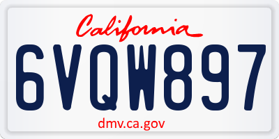 CA license plate 6VQW897