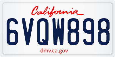 CA license plate 6VQW898