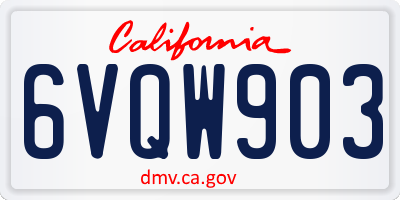 CA license plate 6VQW903