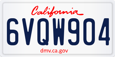 CA license plate 6VQW904