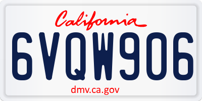 CA license plate 6VQW906
