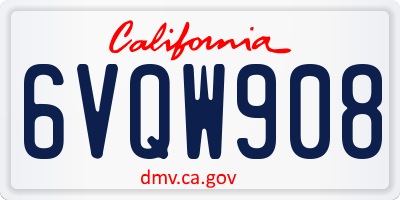CA license plate 6VQW908