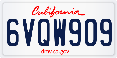CA license plate 6VQW909