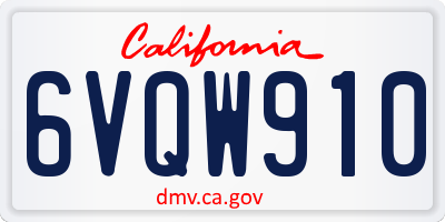 CA license plate 6VQW910