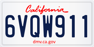 CA license plate 6VQW911