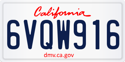 CA license plate 6VQW916