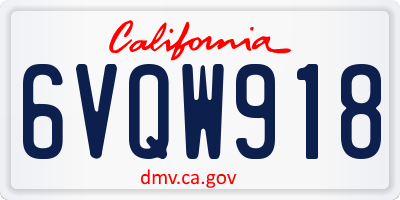 CA license plate 6VQW918