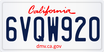 CA license plate 6VQW920