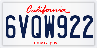 CA license plate 6VQW922