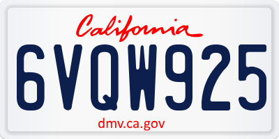 CA license plate 6VQW925