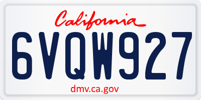 CA license plate 6VQW927