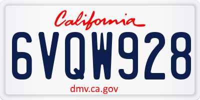 CA license plate 6VQW928