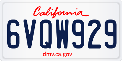 CA license plate 6VQW929