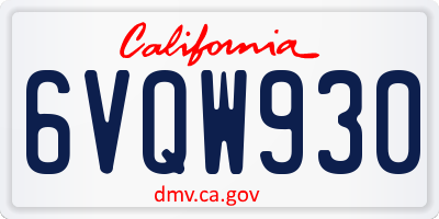 CA license plate 6VQW930