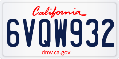 CA license plate 6VQW932