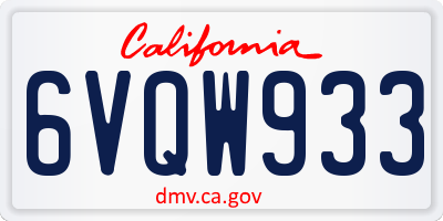 CA license plate 6VQW933