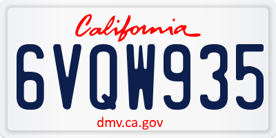 CA license plate 6VQW935
